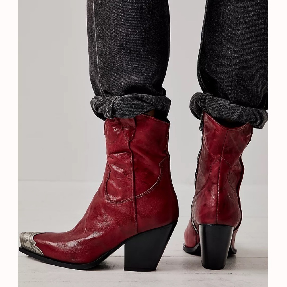 Free People Brayden Italian-crafted leather Western Boots Size 36 / 6 Brandywine - Picture 3 of 8
